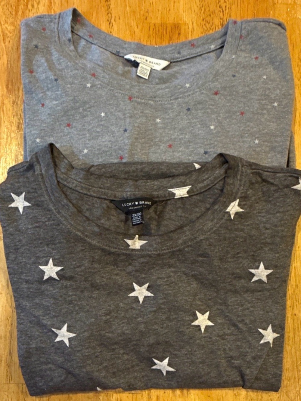 Lucky Brand Gray Star Print Short Sleeve Tees 2xl